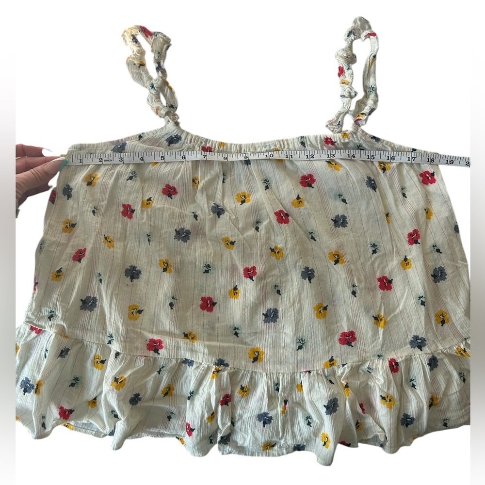 Madewell Ruffle-Strap Cami Top in Metallic-Striped Confetti Floral size 10 - Picture 7 of 13
